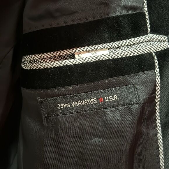 John Varvatos Black Textured Velvet Jacket Blazer Peak Collar 46R - Picture 6 of 16